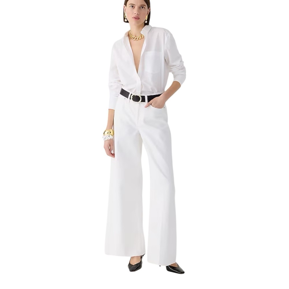 J Crew High Rise Super Wide Leg Jean in White Denim Womens Size 24 NEW