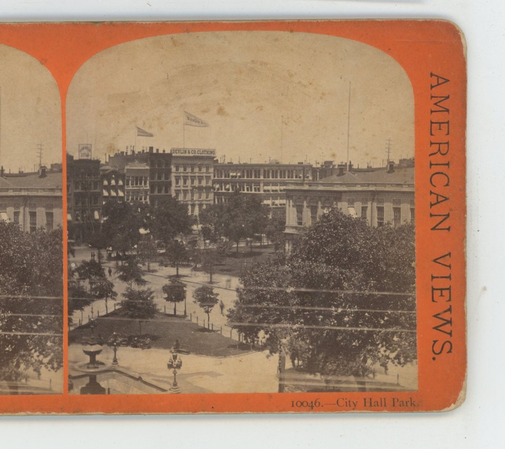 City Hall Park NY New York City Stereoview
