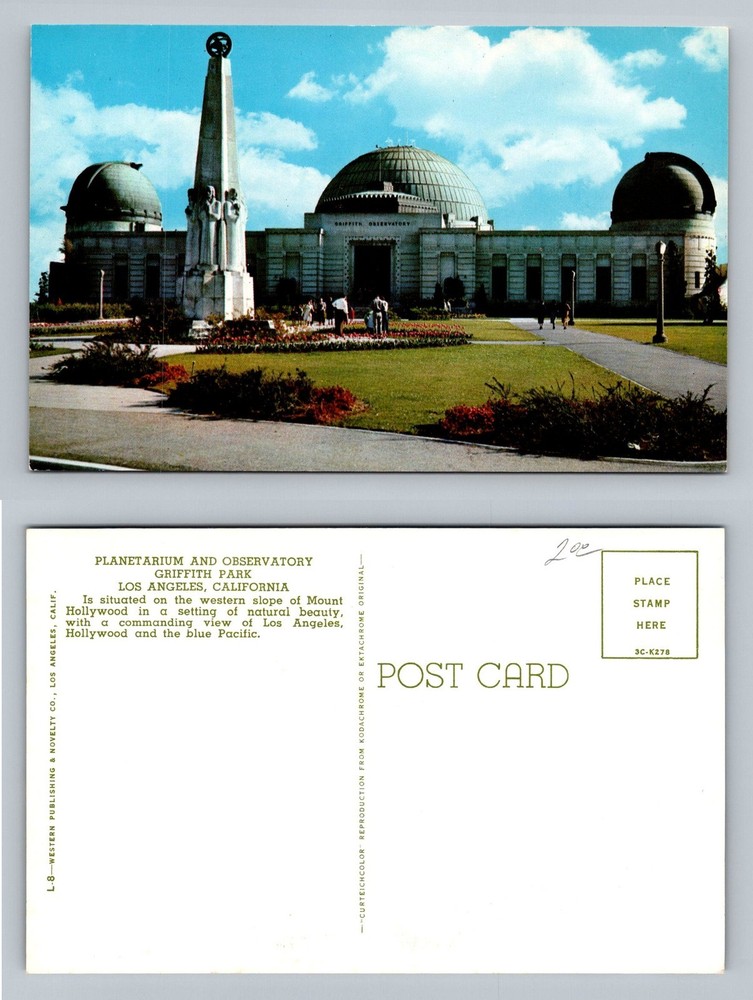 Los Angeles, CA-California, Griffith Park Observatory Vintage Postcard