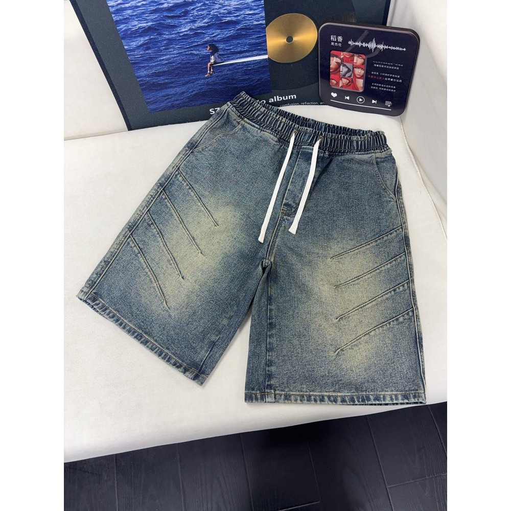 Mens Y2K Streetwear Denim Shorts Casual Baggy Oversized Vintage Retro