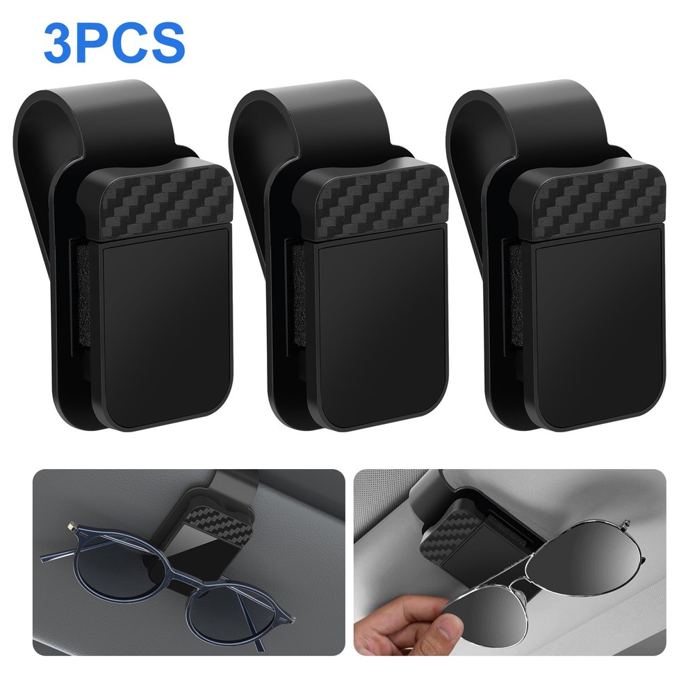 3x Universal One-Handed Operation Car Sun Visor Glasses Holder Sunglasses Clips