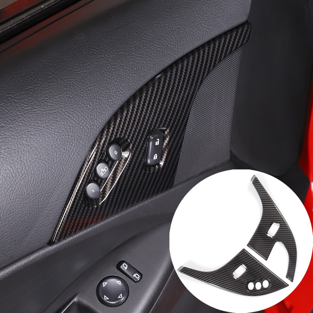 For Corvette C6 Z06 2005-13 Door Child Lock Button Trim Panel Carbon Style Cover