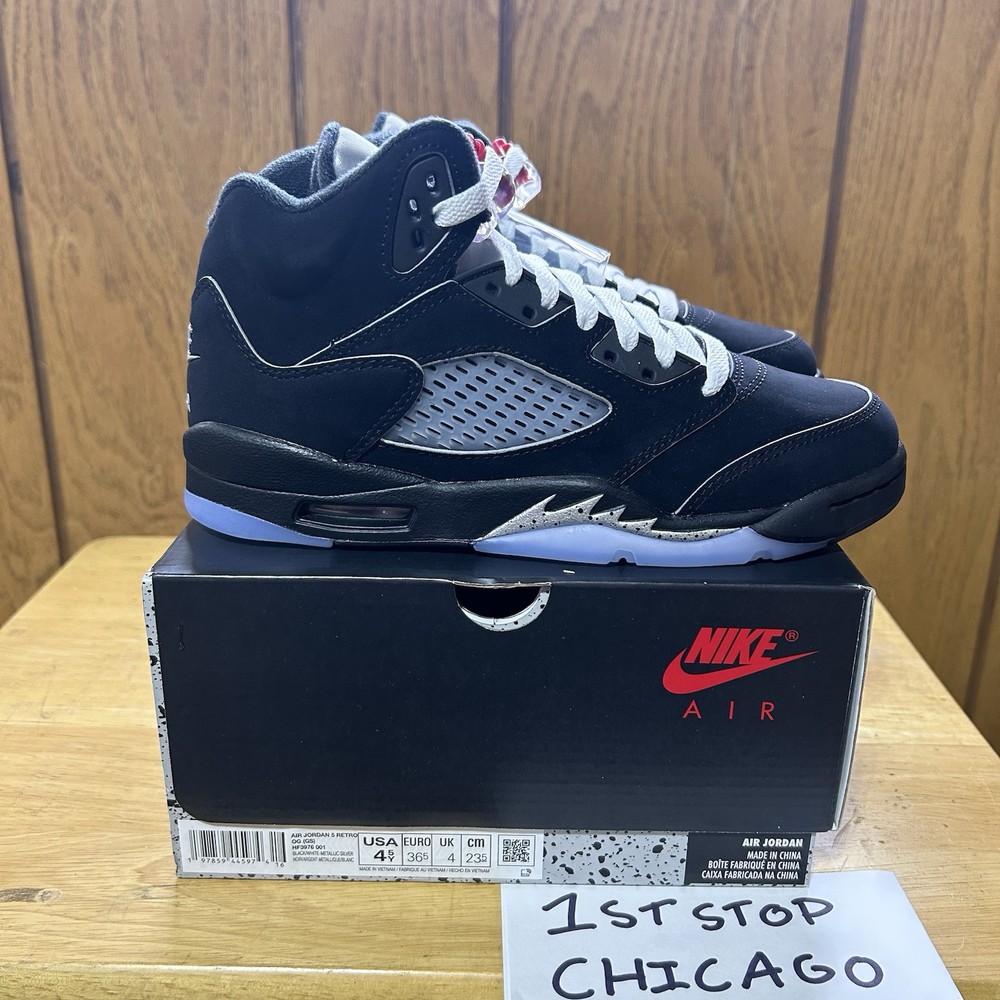 Nike Air Jordan 5 Retro OG Black Metallic Reimagined GS Size 4.5Y HF3976-001 NEW
