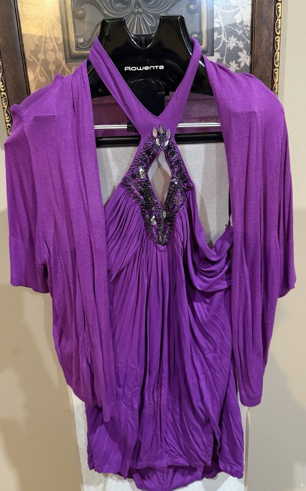 Lane Bryant Purple Halter Blouse And Cover Up Size 14/16