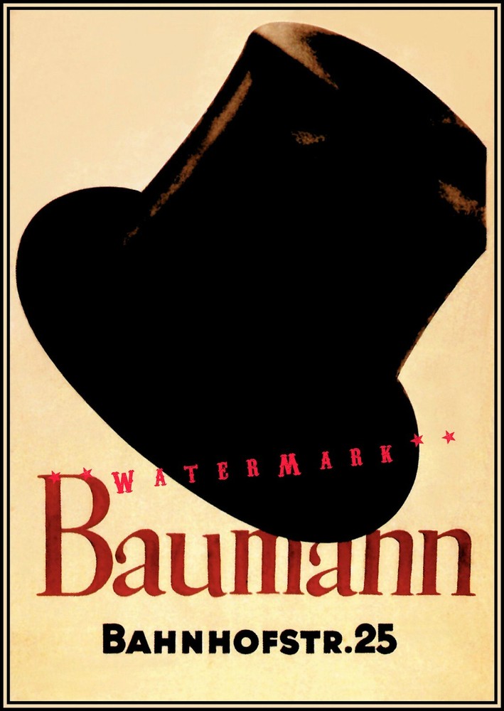 Baumann Hat 1930 Vintage Poster Print Retro Style Swiss Men's Fashion Art