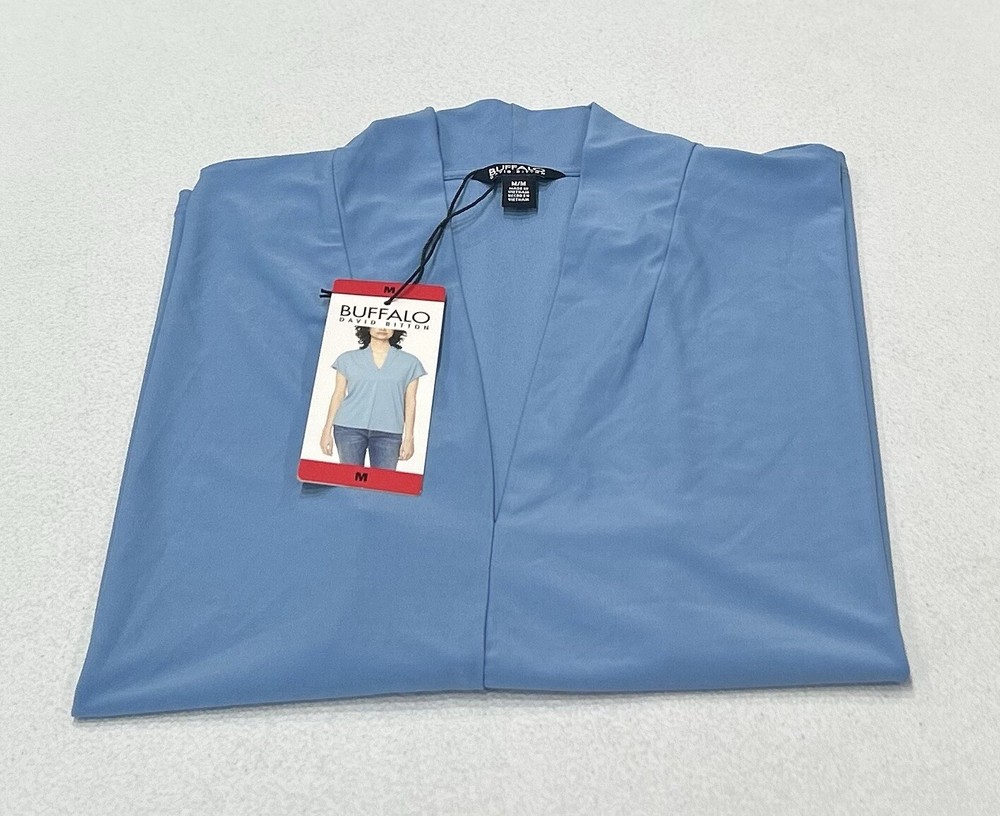 Buffalo David Bitton Women's Knit V-Neck with Cap Sleeve Blouse, Old Blue, M