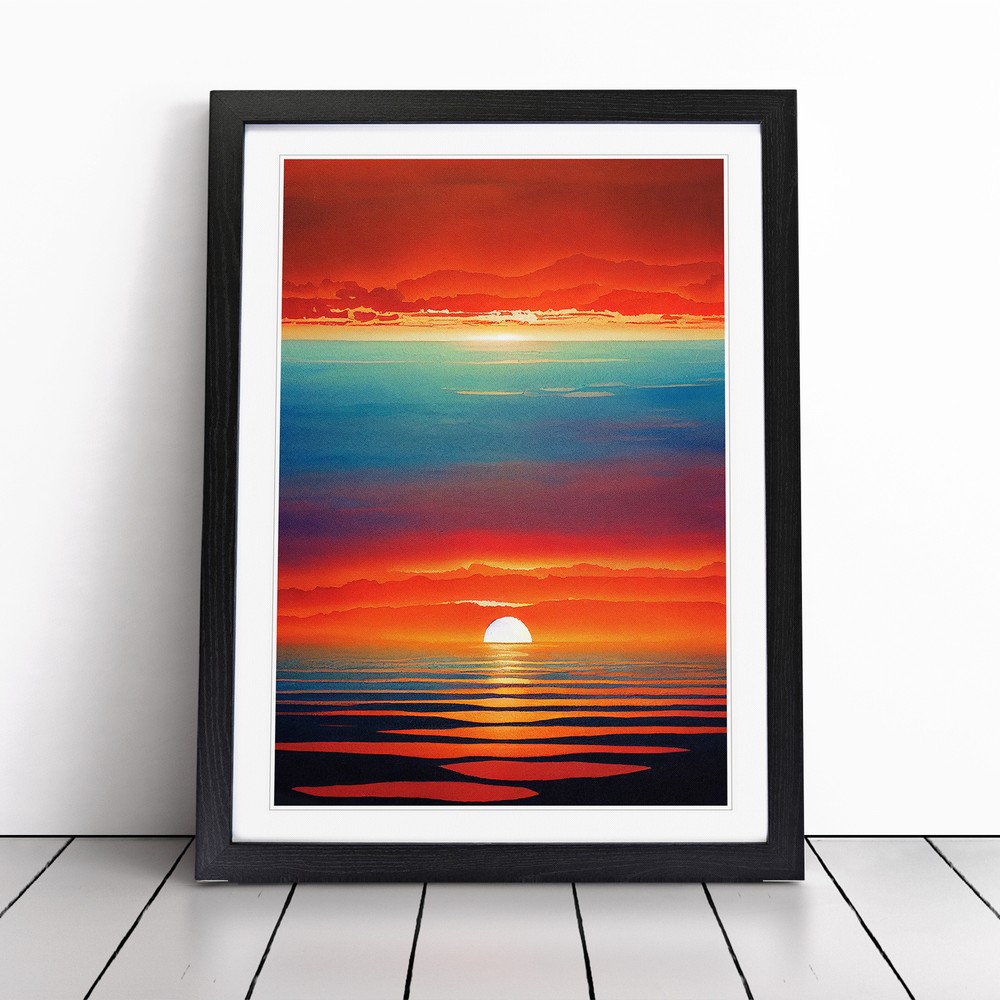 Striking Ocean Sunset No.1 Wall Art Print Framed Canvas Picture Poster Decor