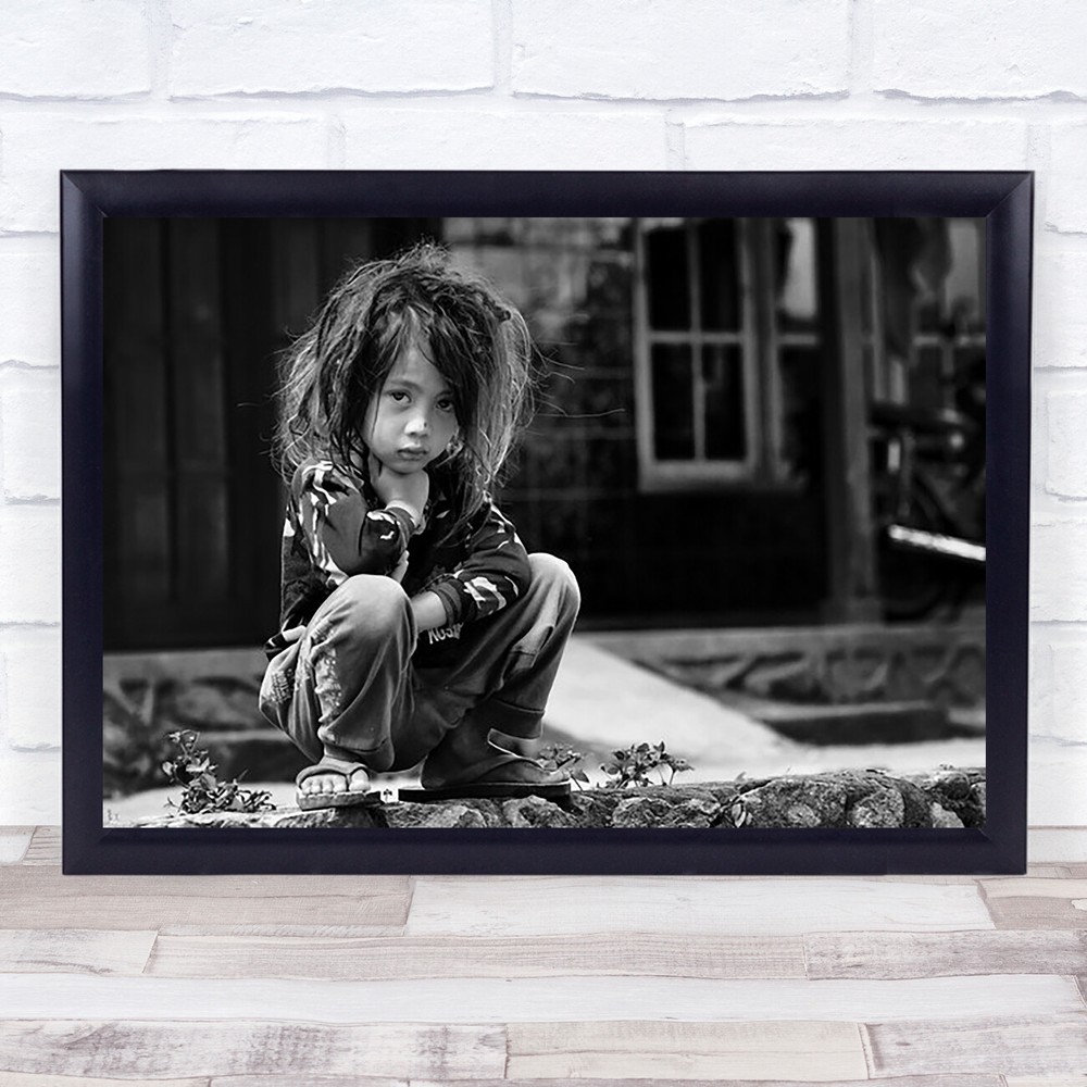 Hold The Neck Street Kid Young Hair Dreadlocks Indonesia Child Wall Art Print