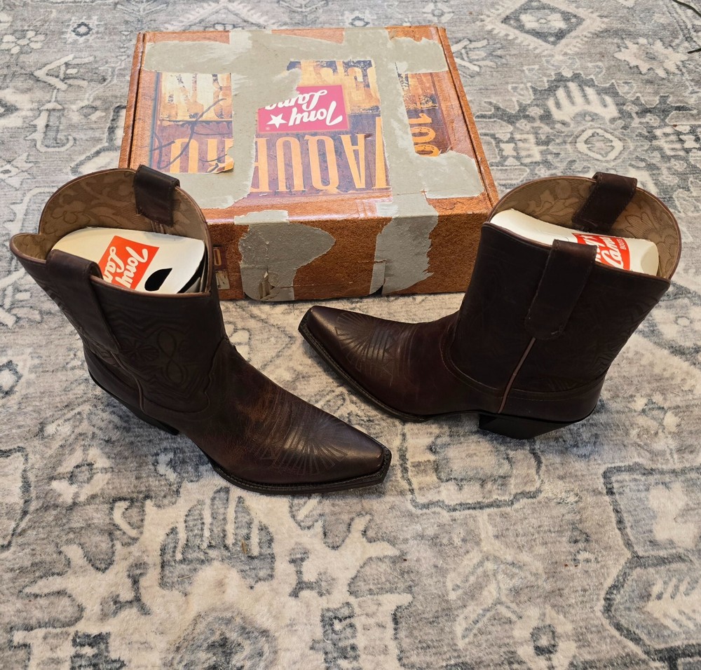Tony Lama VF6025 Womens 6.5 B Brown Cowgirl Short Riding Boots 9 Inch Vaquero Style