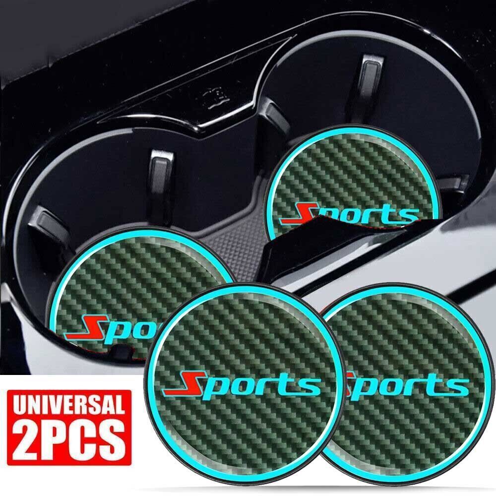 Luminous Carbon Fiber 2X Cup Holder Coaster Mat for Sports Trucks and Cars  