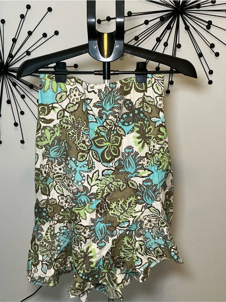 Lola P Petite Floral Ruffle Hem Midi Skirt Boho Y2K Cottagecore