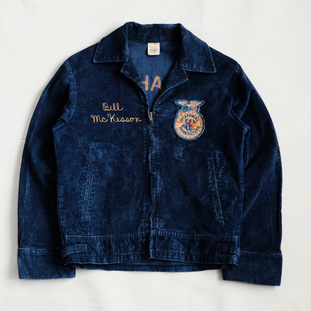 Vintage 60s FFA Agriculture OKC Lawton Chain Stitched Corduroy Jacket Sz 36 Sml
