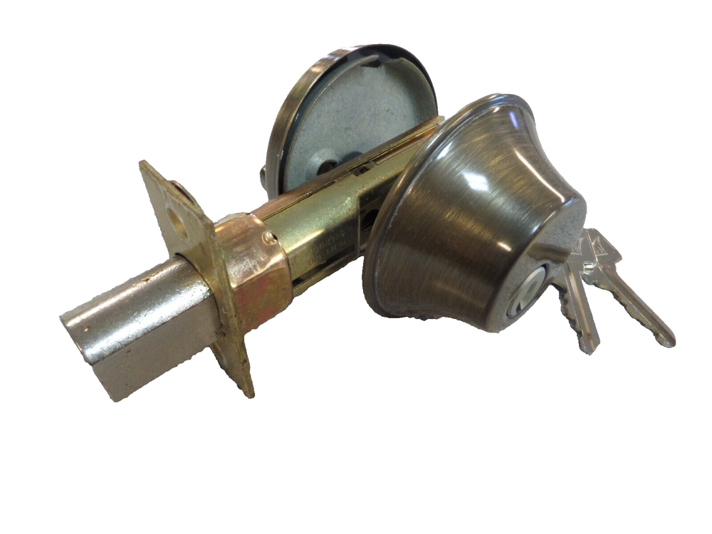 WEISER CROWN DC9470US6H SINGLE CYLINDER DEADBOLT ANTIQUE BRASS FINISH
