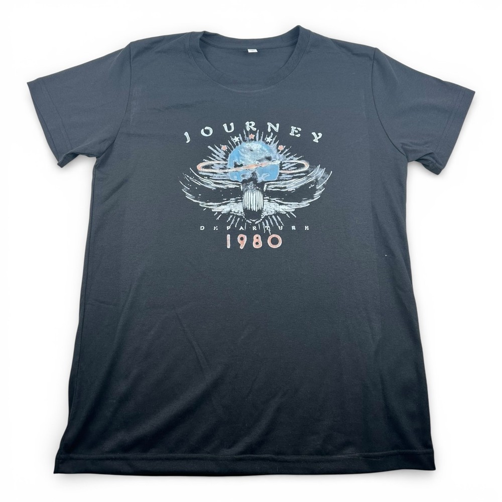 Journey Departure 1980 Women's Band Tee Black Medium Rock Band Short Sleeve