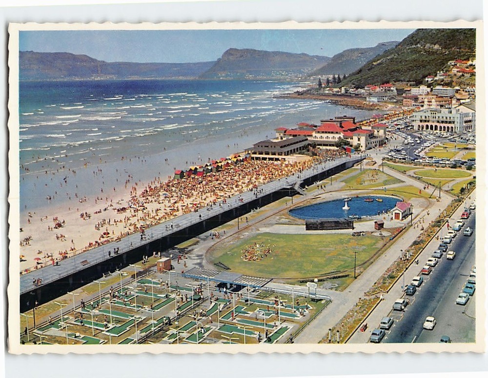 Postcard Aerial View Promenade at Muizenberg Beach Western Cape South Africa