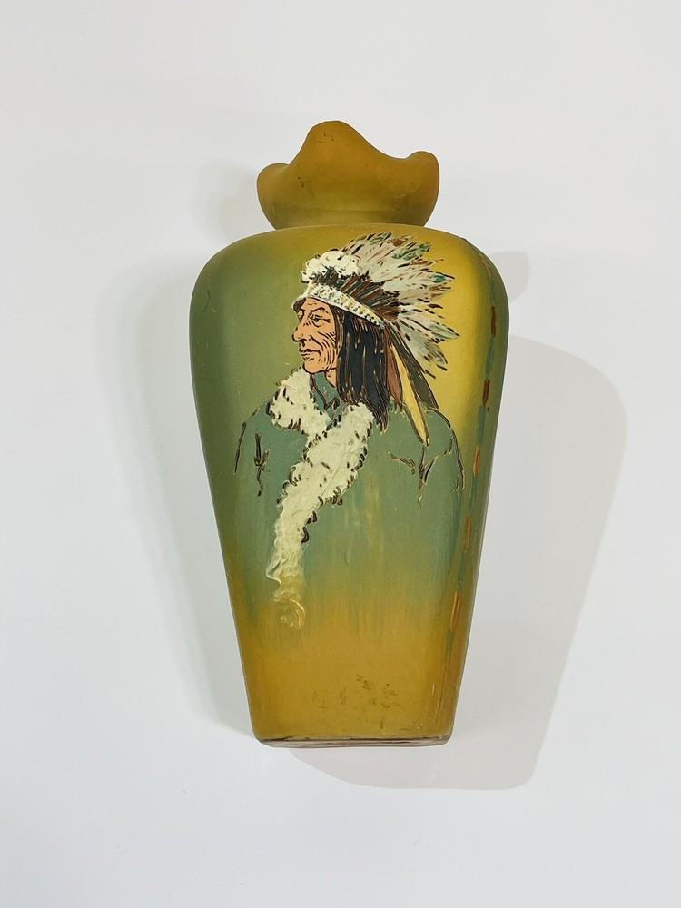 Rare Weller Dickens Ware Ghost Bull Vase 8 1/2'' Pottery