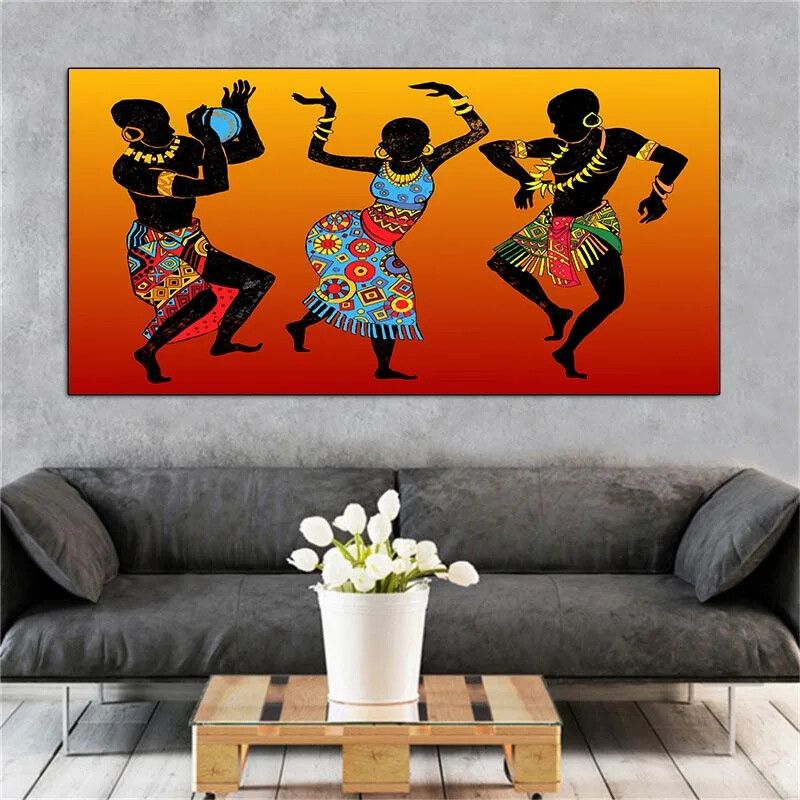 African Art Landscape and Woman Poster Prints Wall Art Home Decor