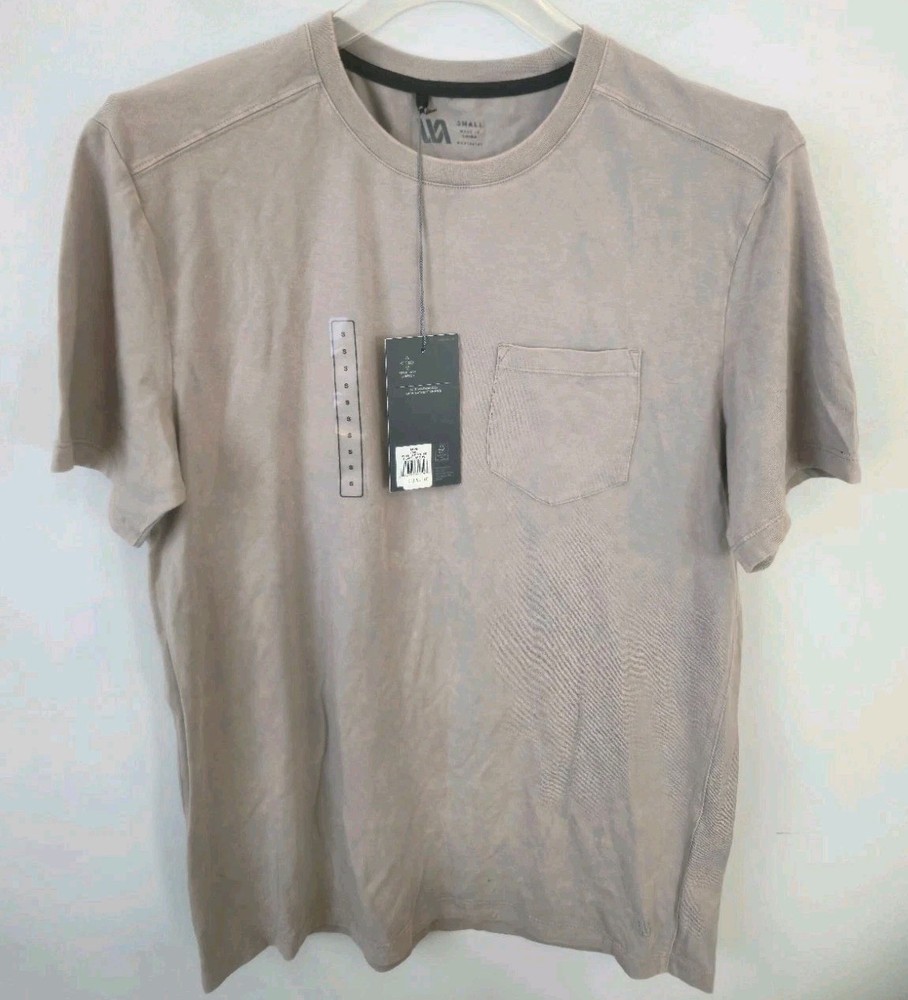 VRST Mens Small Beige Taupe Pocket T Shirt Athletic Performance Tee Stretch NWT