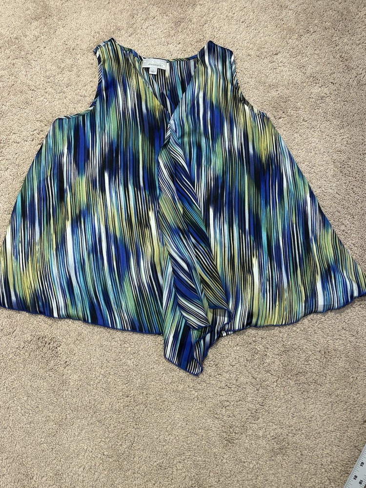 Dressbarn Womens Shirt Size Large Multicolor Striped Classic Dressy Flowy