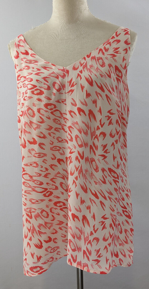Cabi Camisole Top Peach Fuzz Cream Leopard Print Medium Adjustable Straps Lined