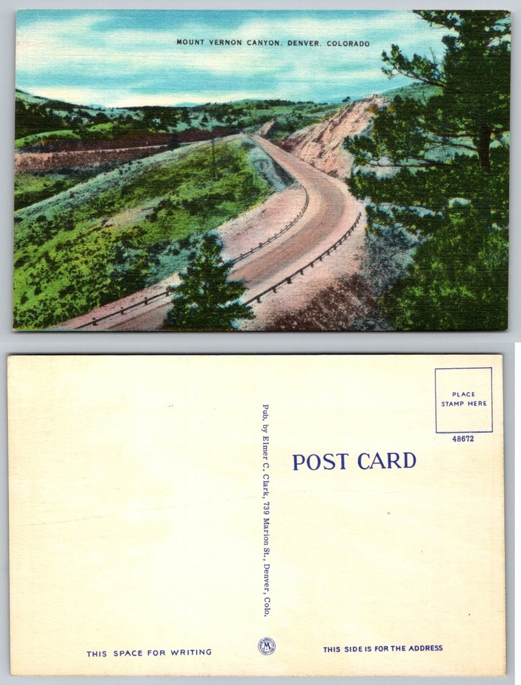 Vintage Linen Postcard Mount Vernon Canyon Denver Colorado Scenic Road