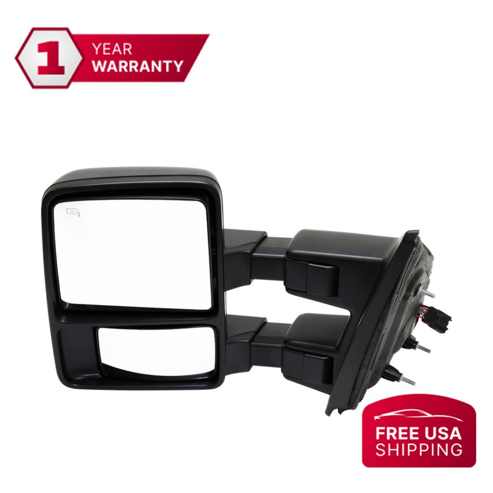 Towing Mirror Textured Black Power Glass Driver Side For 2013-2014 Ford F-150