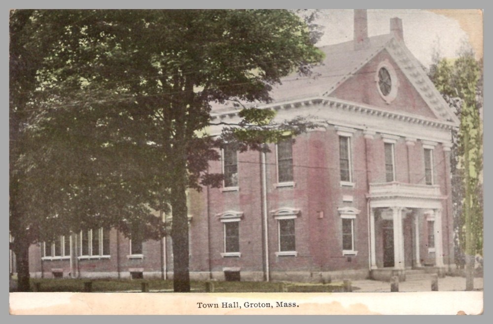 Town Hall Groton Massachusetts DB c1910 Exterior View Vintage Postcard