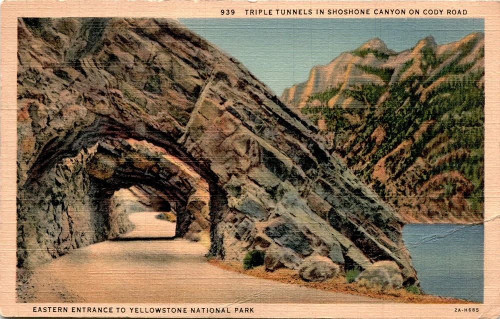 Shoshone Canyon, Cody Road, Yellowstone National Park, Triple Tunnels, Postcard