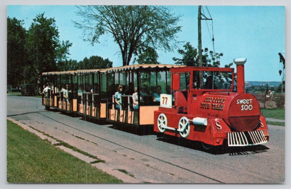 Sault Ste. Marie MI Soo Locks Tour Train Vintage Postcard Michigan