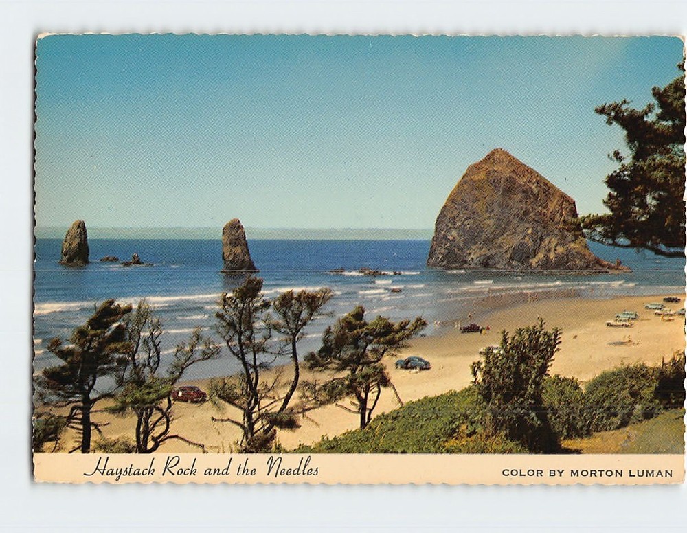 Postcard Haystack Rock and the Needles Cannon Beach Oregon USA