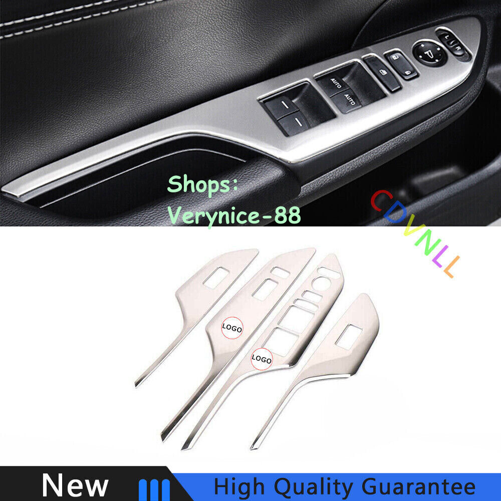 For Honda Civic 10th 2016-2021 Silver Titanium Window Lock Lift Panel Frame Trim