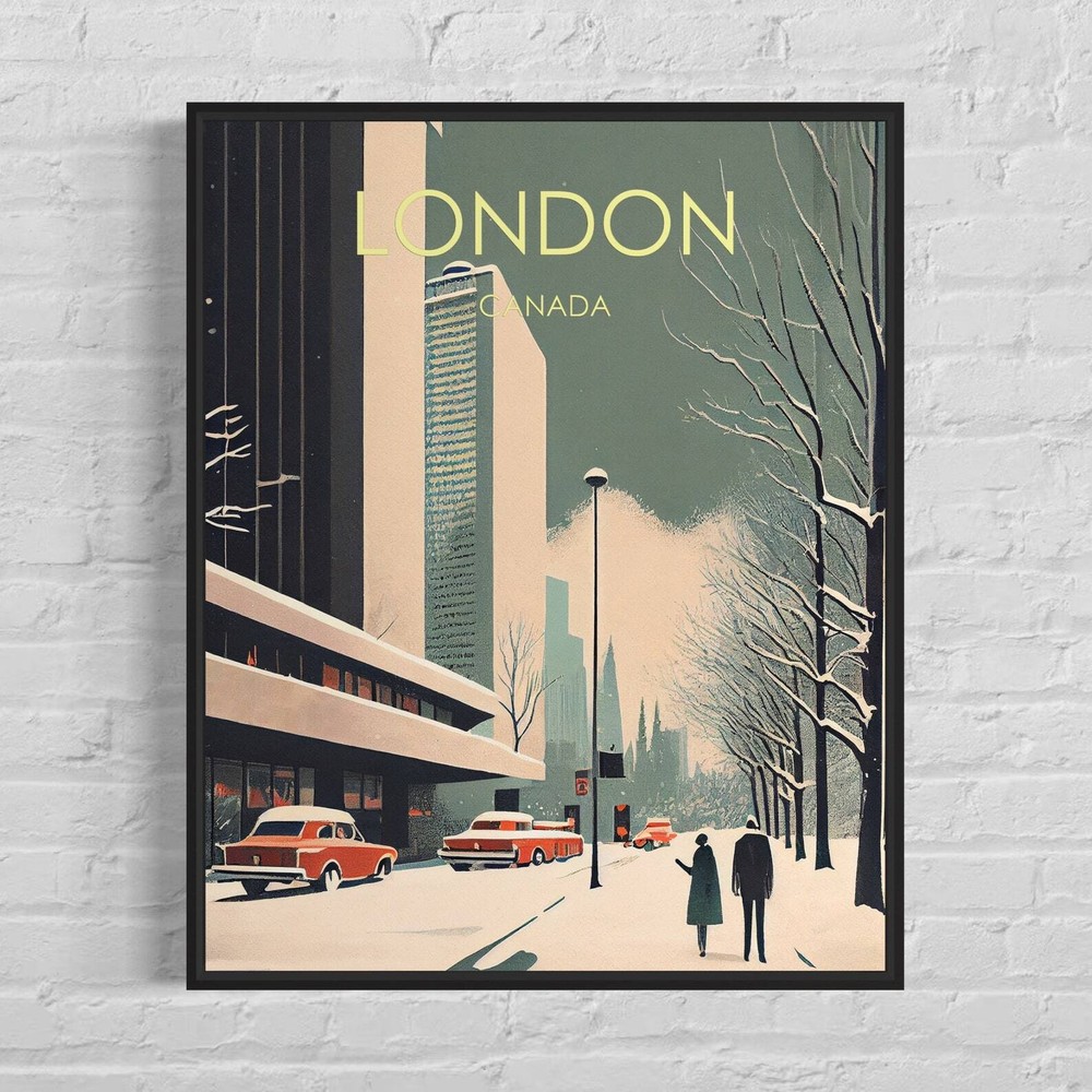 London Canada Retro Art Print London Wall Art Illustration London Vintage