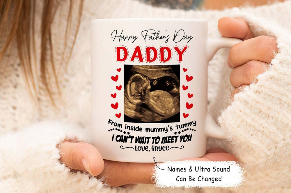 Happy Father's Day Mug Sonogram Mug Ultra Sound Mug Personalized Mug Dad Mug