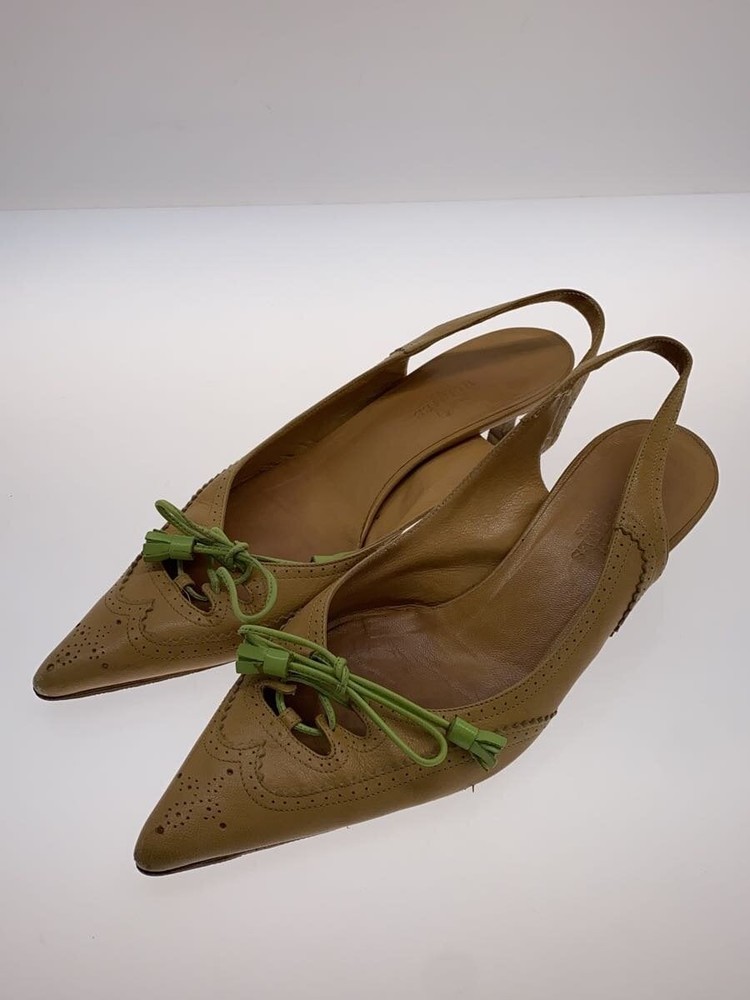Authentic HERMES Slingback Pumps EU 36.0 Beige Leather F/S Used
