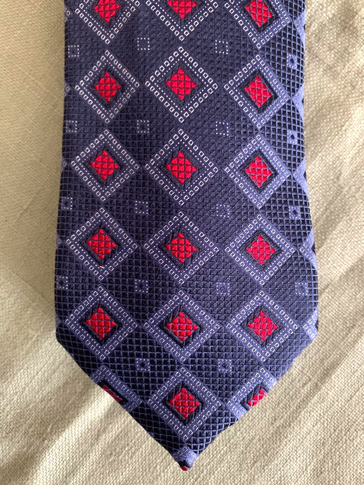 Ermenegildo Zegna Silk Tie Made in Italy Navy Red Geometric Designer