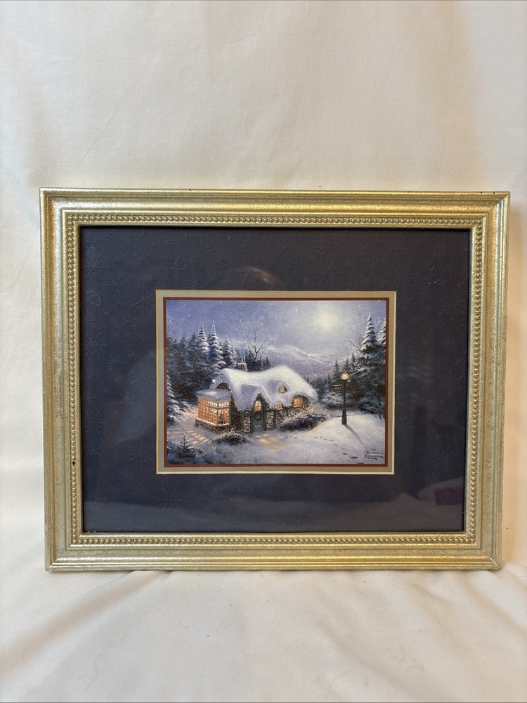 Thomas Kinkade Accent Silent Night  Collectors Series COA 2000 Framed 9.25x11.25