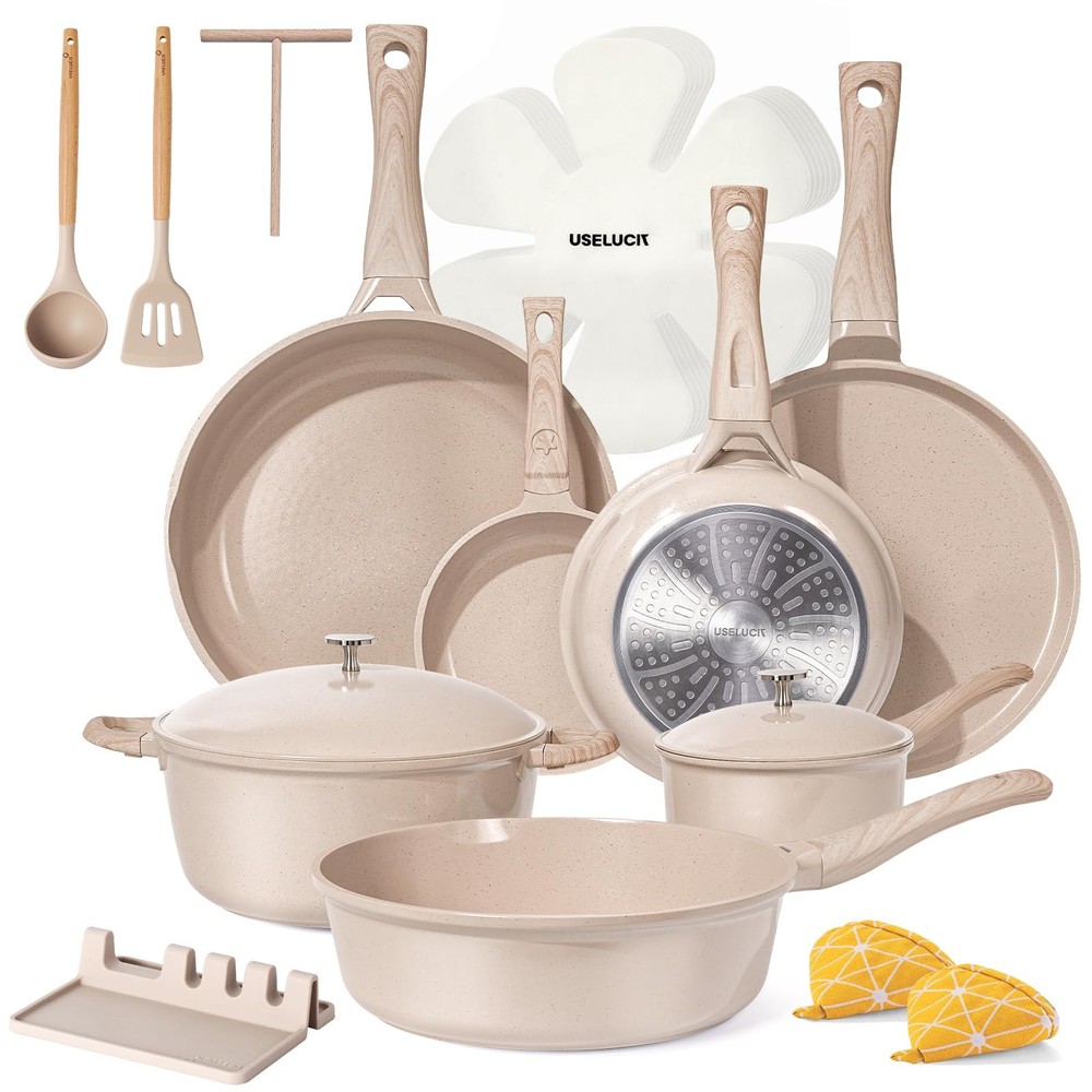 24-Piece Nonstick Ti-Ceramic Cookware Set with Aluminum Lids