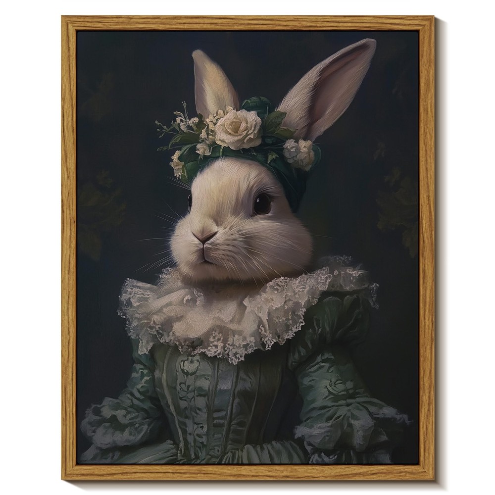 Vintage Framed Canvas Wall Art, Easter Bunny Home Decor, Bedroom Living Room ...