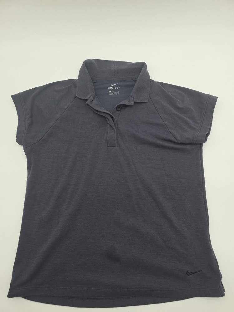 Nike Polo Shirt Women Small Blue Solid Embroidered Logo .#43906