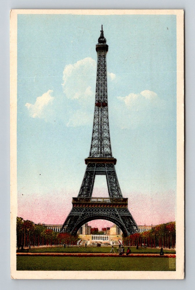 France- Paris Eiffel Tower & Grounds Souvenir Old Card PC View Vintage Postcard