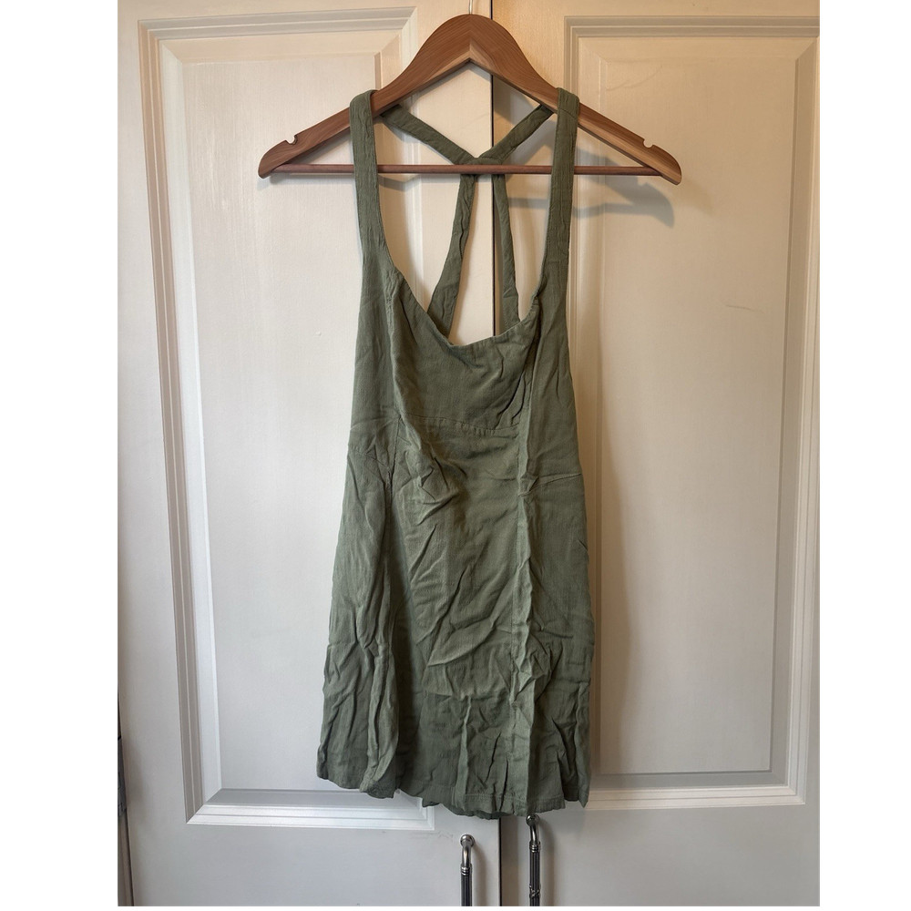 Free People Women’s XS Green Scoop Neck Open Back Racerback Mini Dress