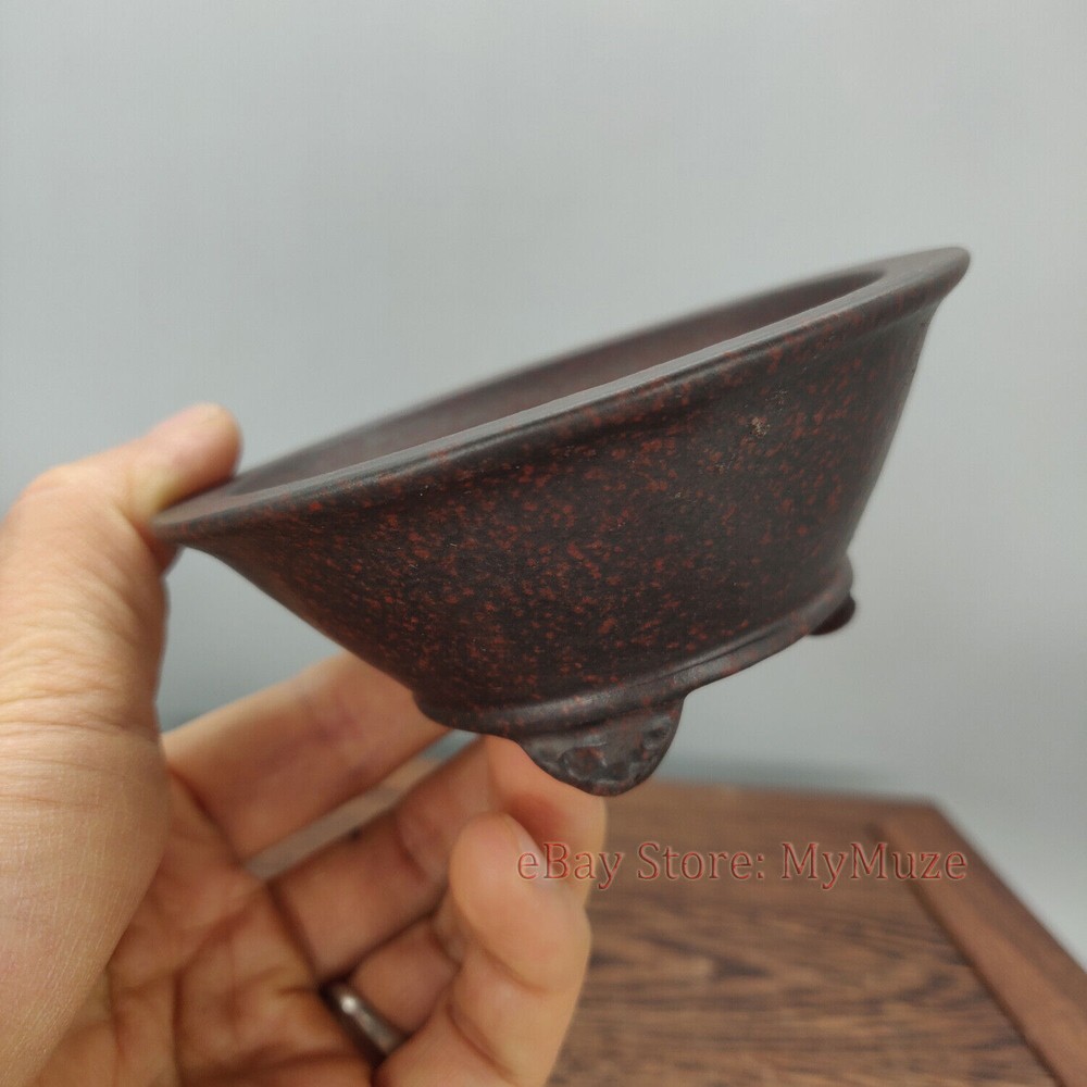 Small Round Chinese Yixing Zisha Mame Bonsai Pot 9.7x9.7x4.3cm