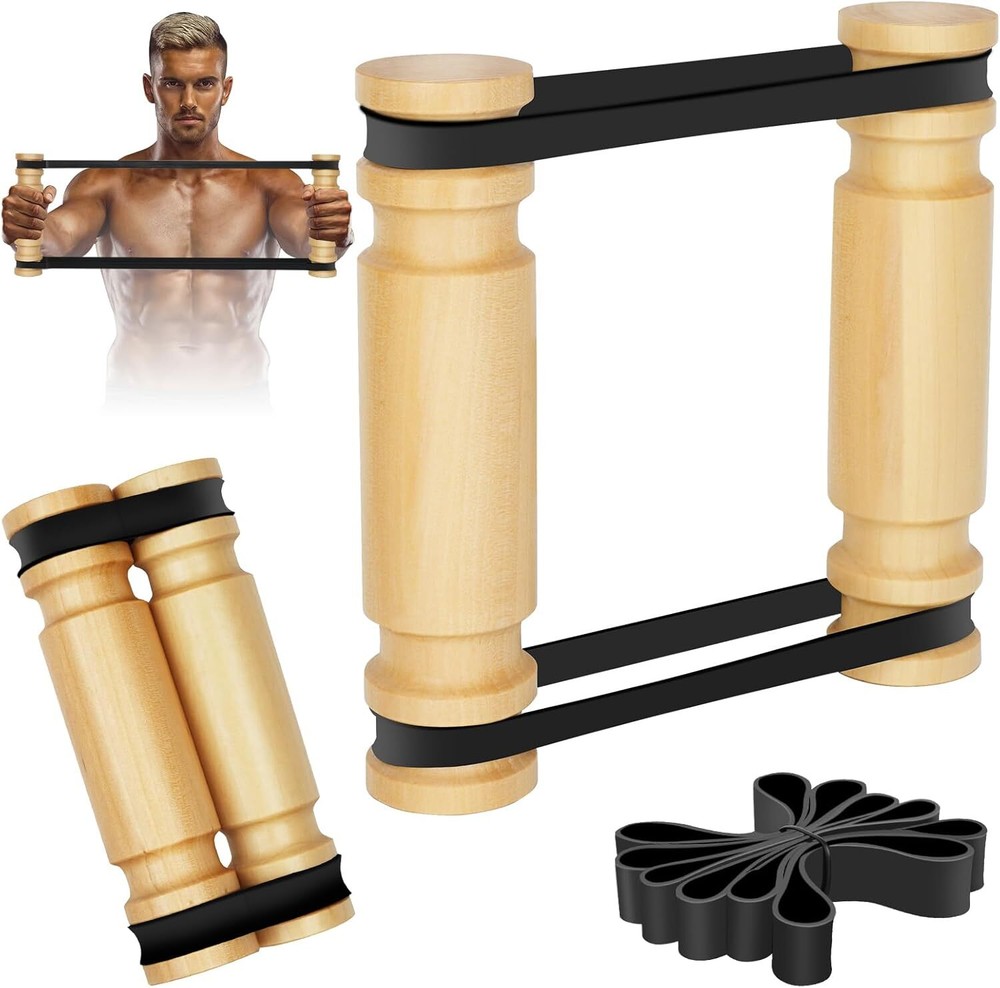 Upgraded Wooden Rip Stick with 6 Elastic Bands for Arm Workouts
