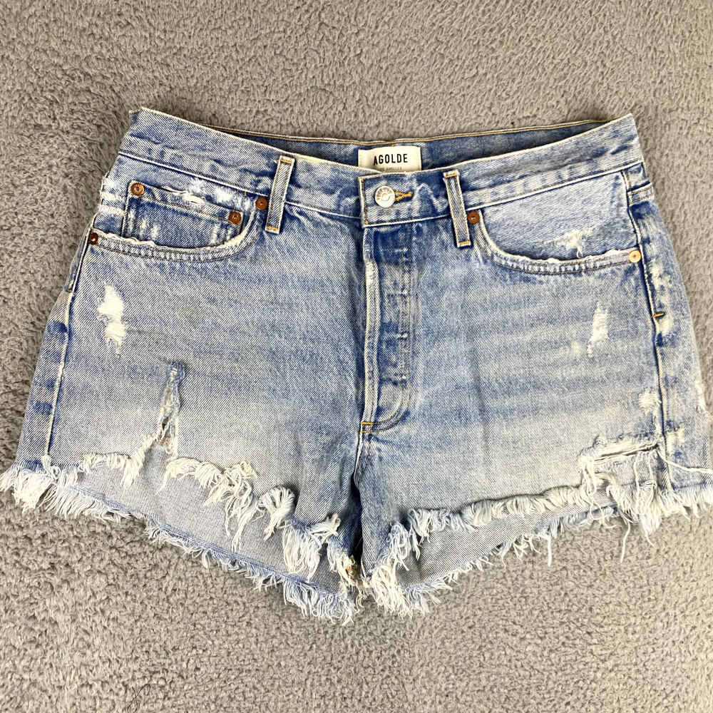 Agolde Jorts Women 29 Parker Cut Off Jean Shorts High Rise Boho Beach Button Fly