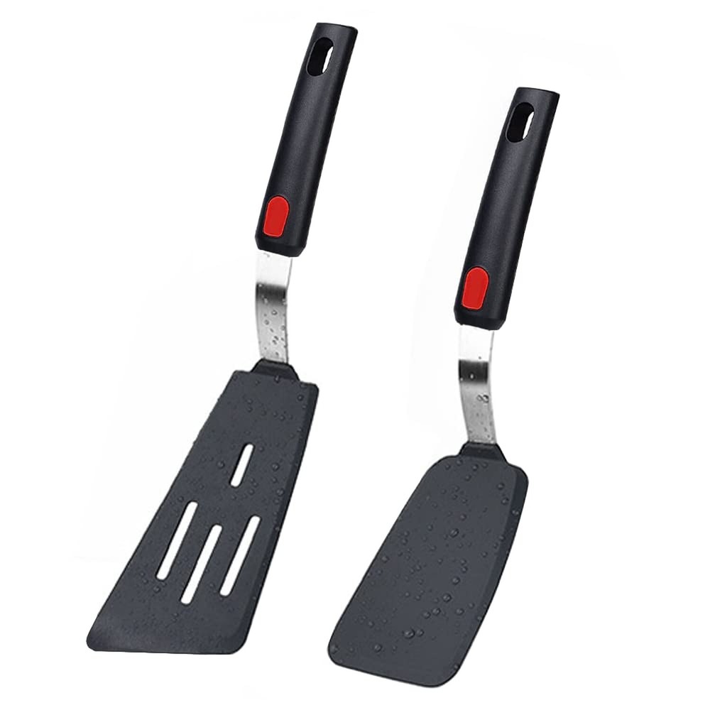 Silicone Spatula Turner Set of 2, 600°F Heat Resistant Cooking Spatulas for