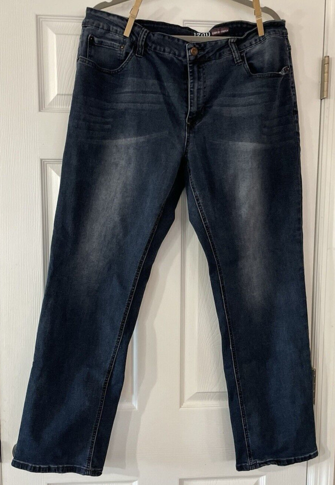 IZOD Men's Comfort Stretch Straight Fit Denim Jeans, Blue, Size 40X30