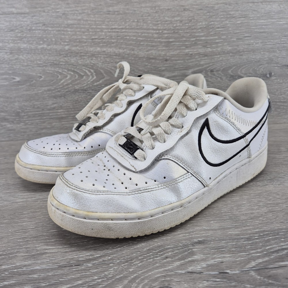Nike Court Vision Low PRM Women's Sneakers White & Black Size 8 US