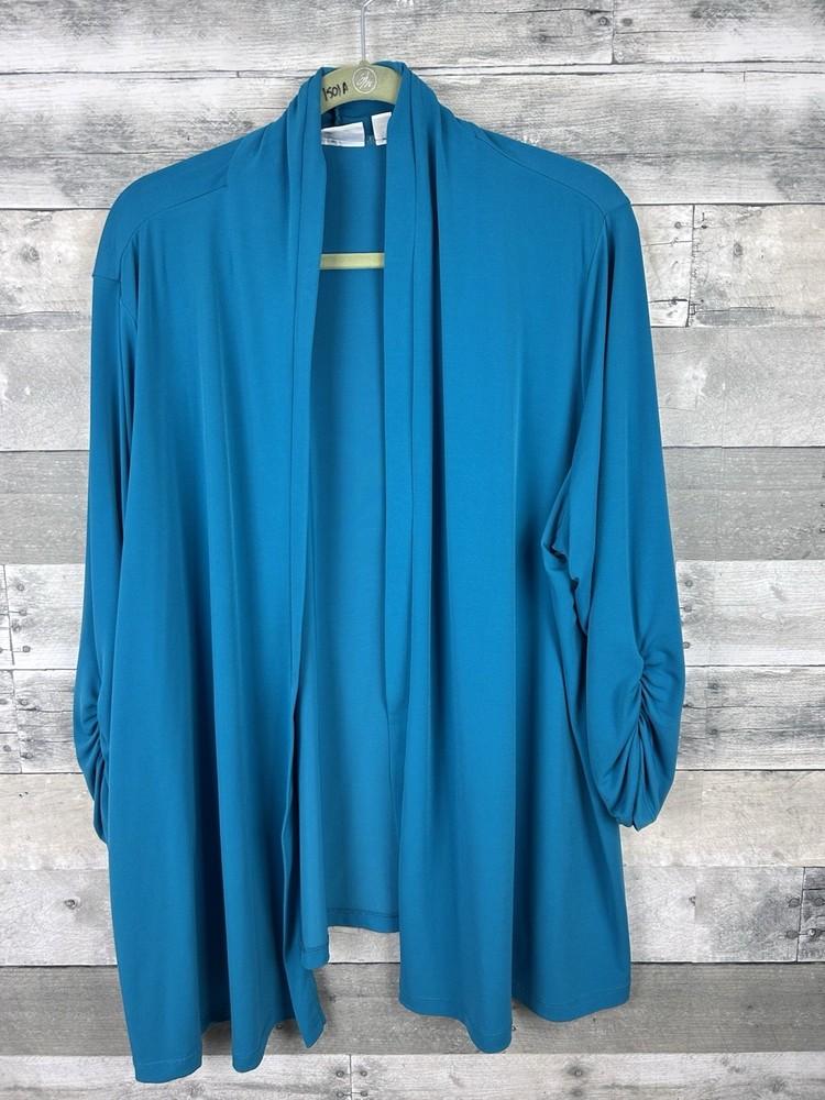 Susan Graver 2X Blue Open Cardigan