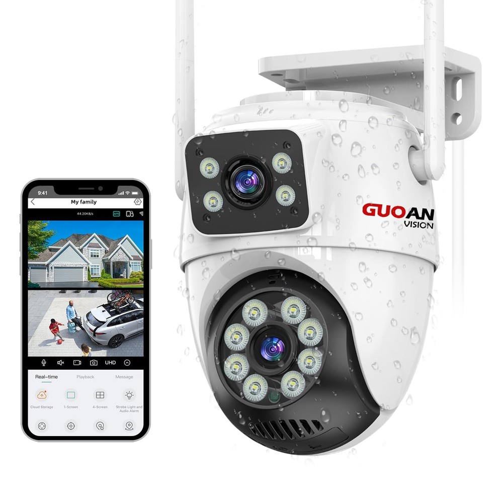 Security Camera Outdoor,【6MP Dual Lens】WiFi Outside Camera for Home Security ...