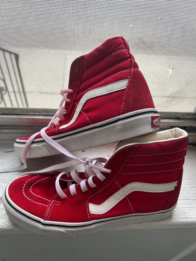 Vans Sk8-Hi Red White High-Top Canvas Men's Sneakers Lace Up Casual Shoes Men